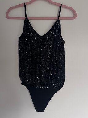 Express Black Sequin Bodysuit - XS